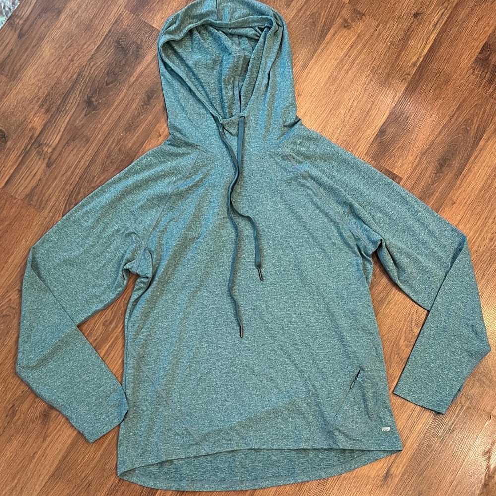 Teal Lightweight Patterned Hooded Top